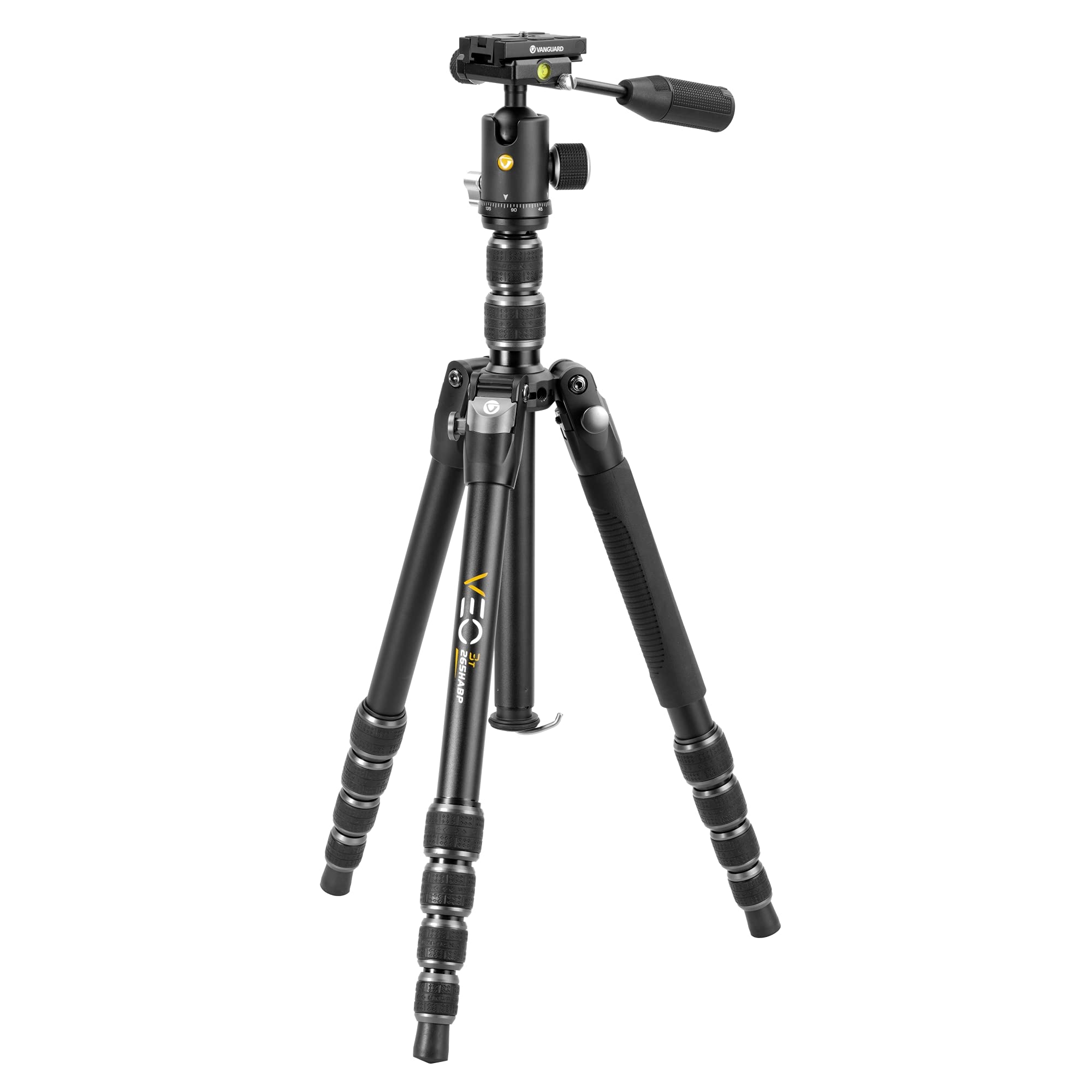 Vanguard Veo3T265Habp Aluminum Travel Tripod With Ball Head, Removeable Pan Handle, And Quick Shoe With Built In Smartphone Holder