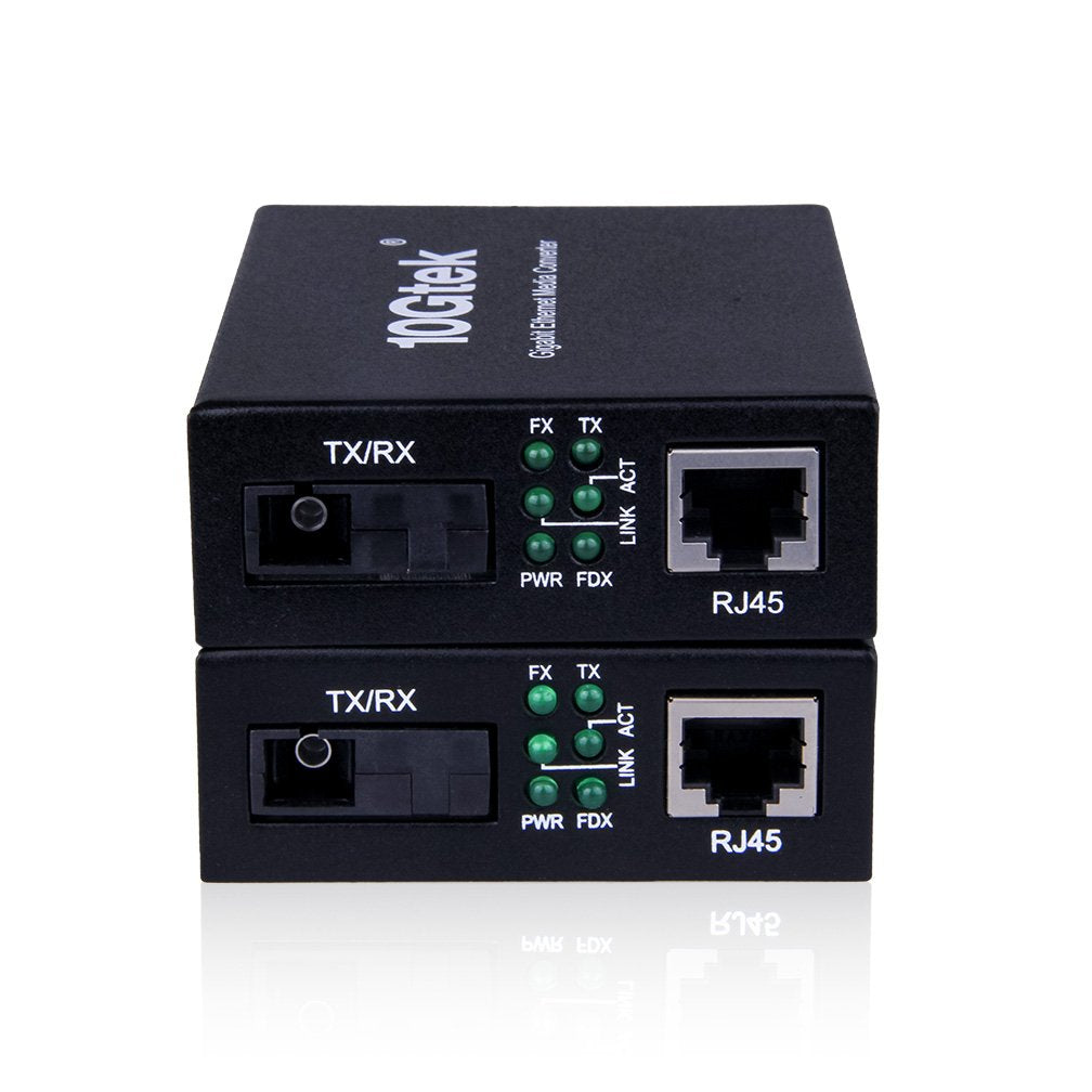 A Pair Of Gigabit Ethernet Single Mode Sc Fiber Bidi Media Converter, Built In Bidi Sfp B Lx Fiber Module, 1310Nm/1550Nm, Smf, U