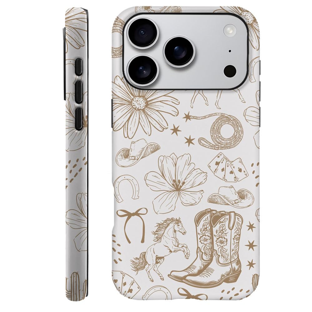 Compatible with iPhone 17 Pro,Anti-Scratch Frosted Case Cover,Cowgirl Western Aesthetic Cowboy Brown