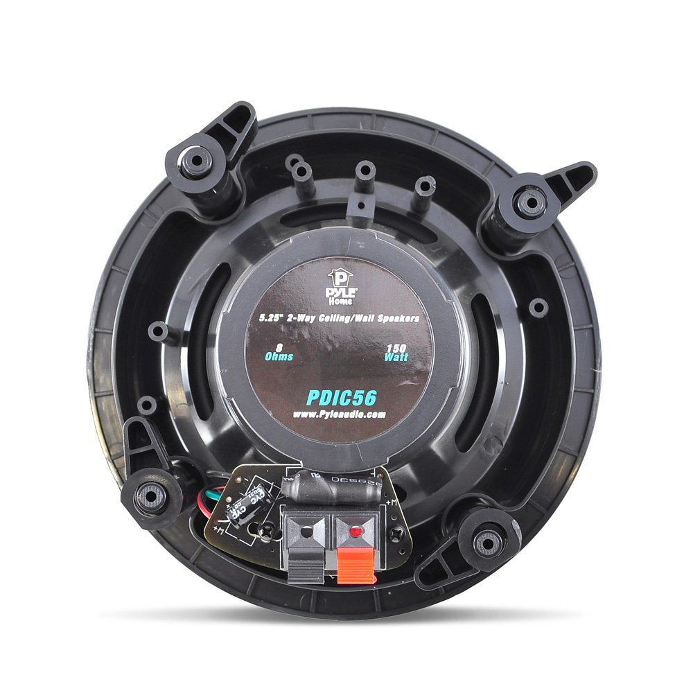 Pyle 5.25'' In Wall/In Ceiling Dual Speakers (Pair)   2 Way Woofer Speaker System 1/2    Polymer Tweeter Flush Mount W/ 80Hz   2