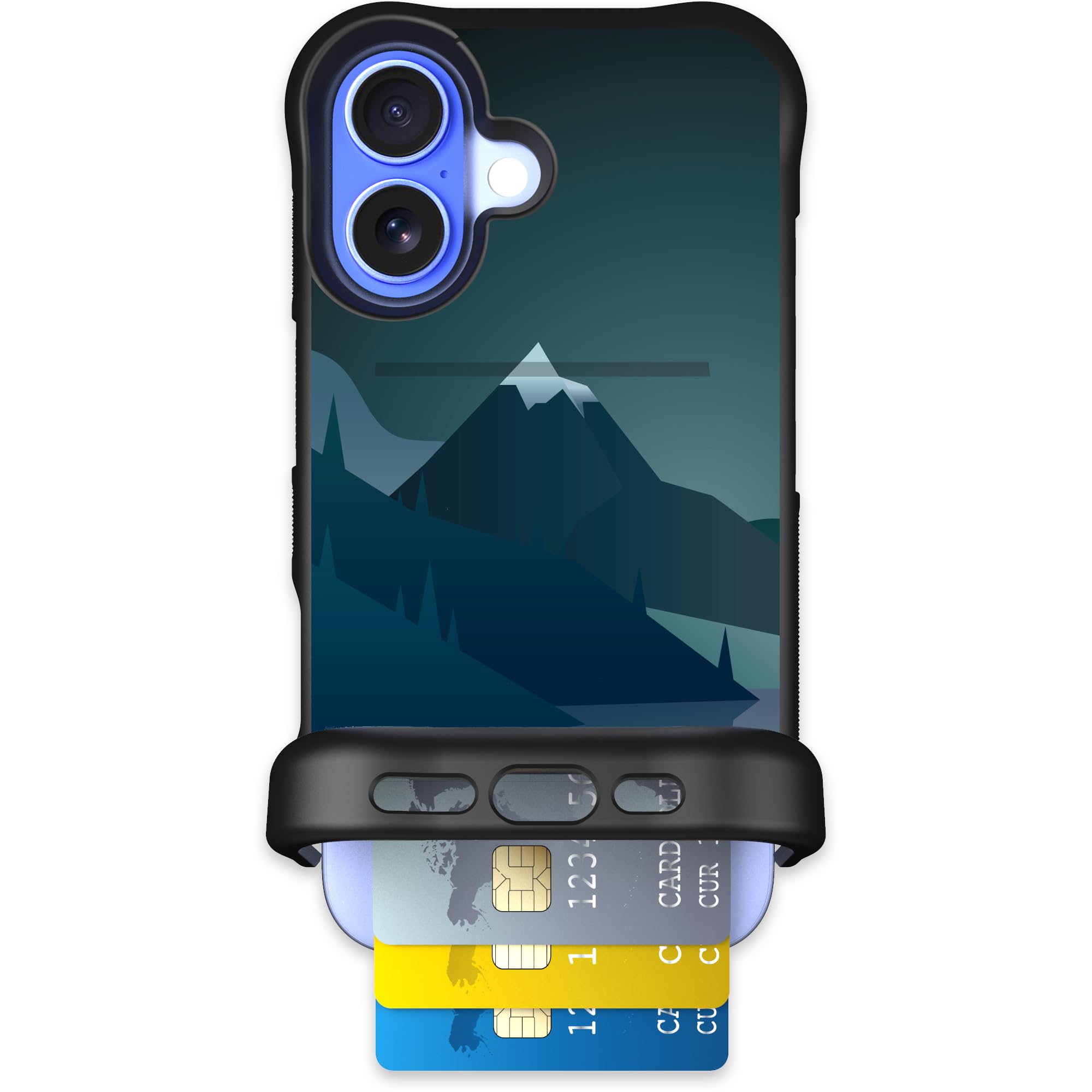 Scooch for iPhone 16 Case with Card Holder, Wingmate Wallet Case with Hidden Card Slot and RFID Protection, Holds 3 to 4 Cards, 