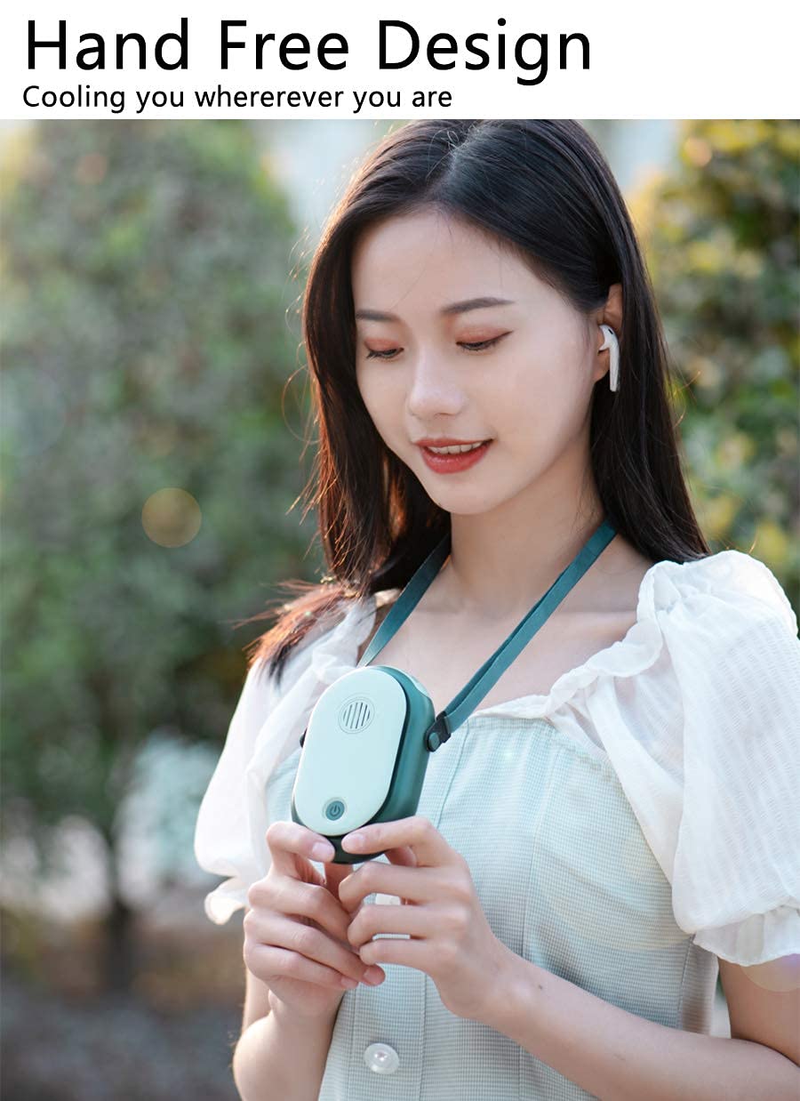 Ruinuokai Portable Hanging Neck Fan Wearable Personal Fan Battery Operated Usb Rechargeable 3 Speed Mini Handheld Cooling Neckla