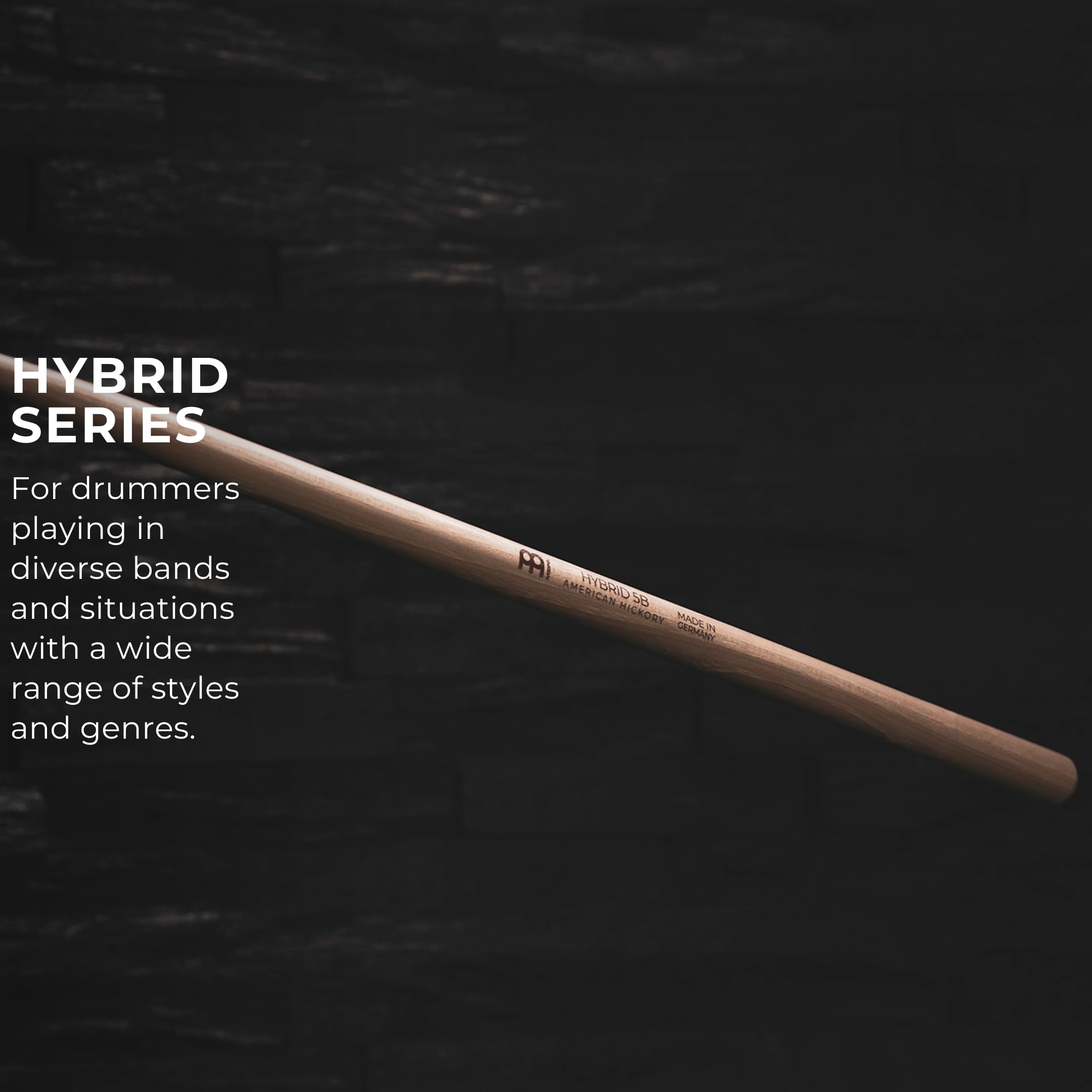 Meinl Stick & Brush Drumsticks, Hybrid 5B Half Brick (6 Pairs, 5 Plus 1 Free)  American Hickory With Acorn/Barrel Shape Wood Tip