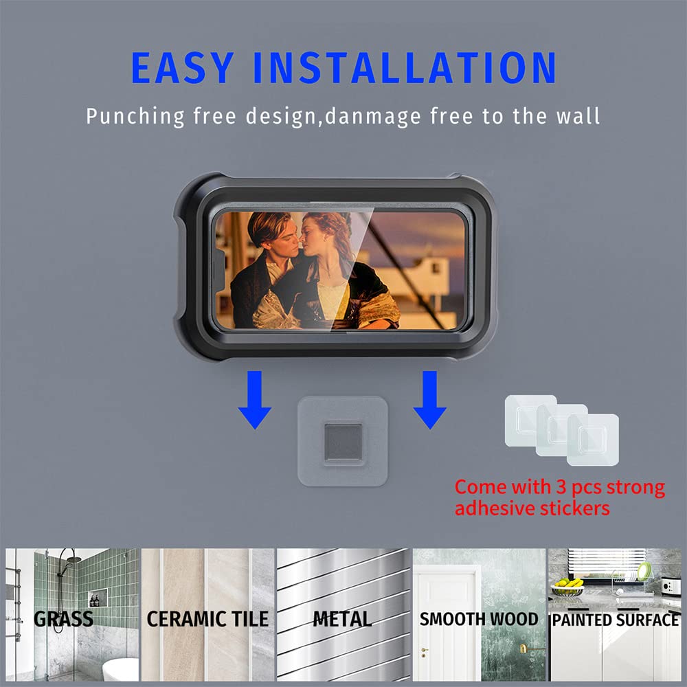 Upgraded 480 Rotating Shower Phone Holder Waterproof Case With Touch Screen,Oolyico Shower Accessories Guardian Buddy Phone Hold