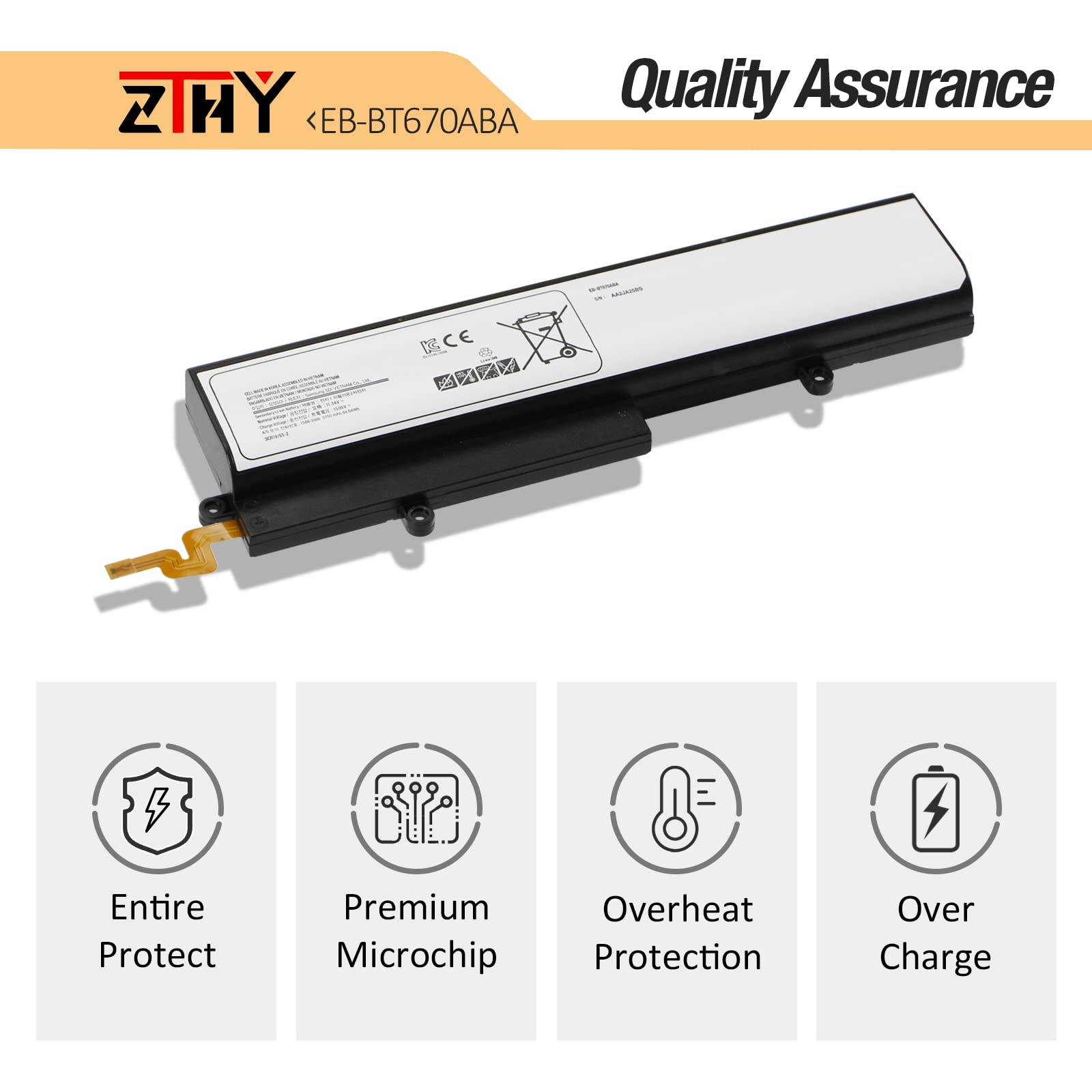 Zthy 64.64Wh Eb Bt670Aba Eb Bt670Abe Laptop Battery Replacement For Samsung Galaxy View 18.4'' Sm T670 Sm T677A Series Aa2Ga26Bs