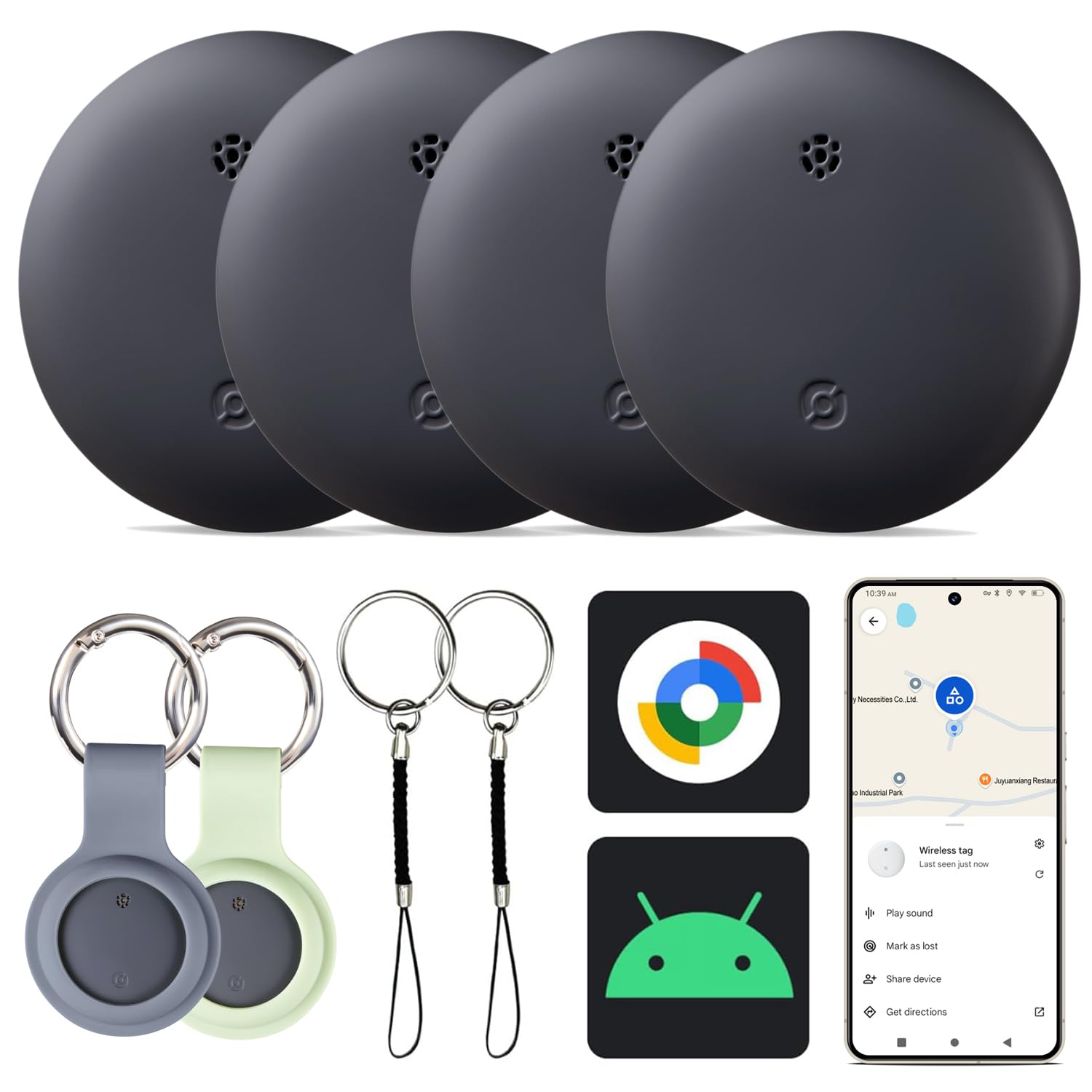 2026 Upgraded Android Air Tracker 4 Pack, Bluetooth Tracker for Android Phones, Compatible with Google Find Hub Device, Item Loc