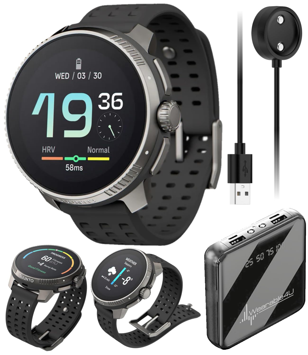 SUUNTO Race Sports Titanium Smartwatch, Charcoal, GPS Tracker w/Clearer AMOLED Touchscreen, Dual-Band GNSS & Global Offline Map,