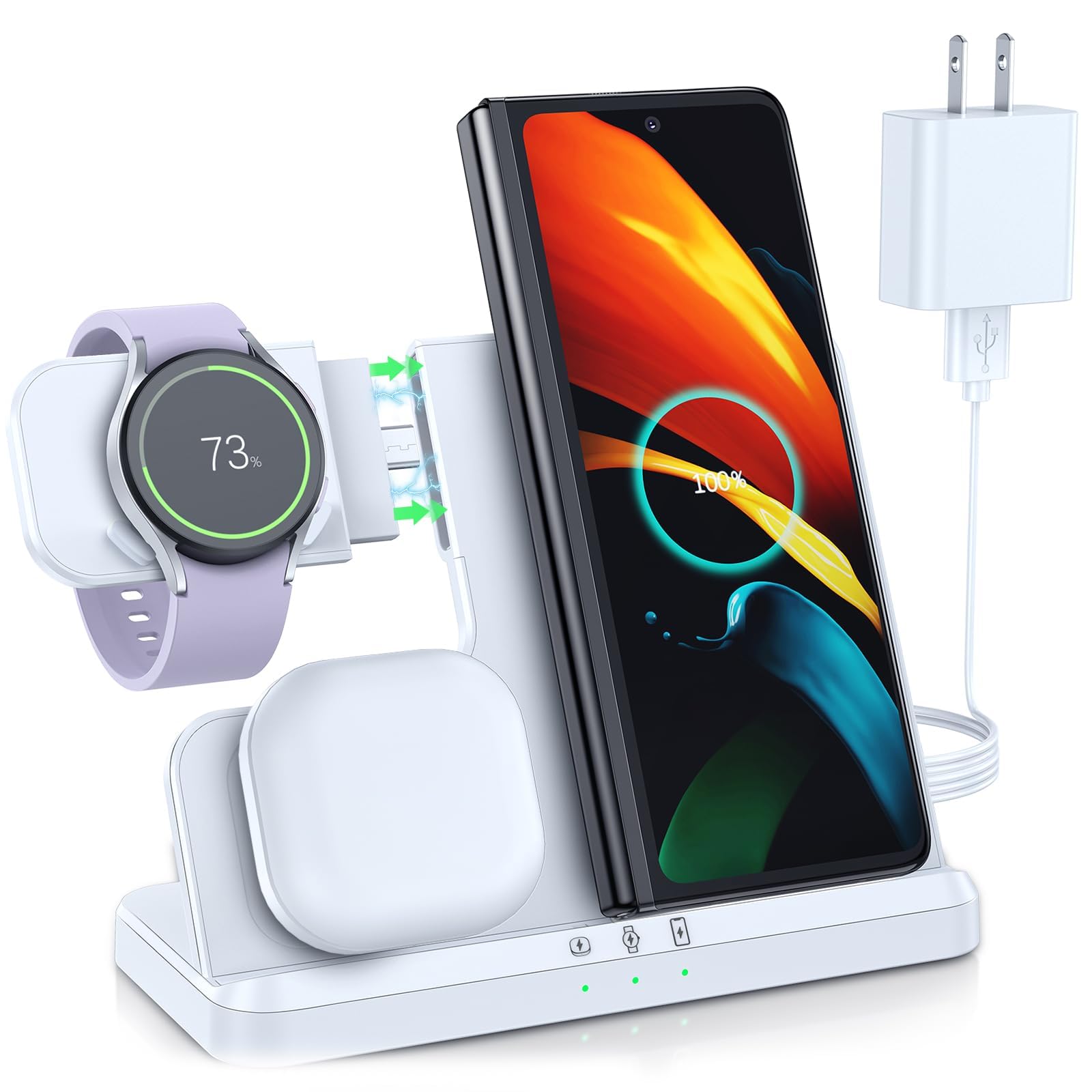Lk Samsung Wireless Charger 3 In 1 Samsung Charging Station Galaxy Watch Charger Compatible For Samsung S24 Ultra Plus S23 S22 S