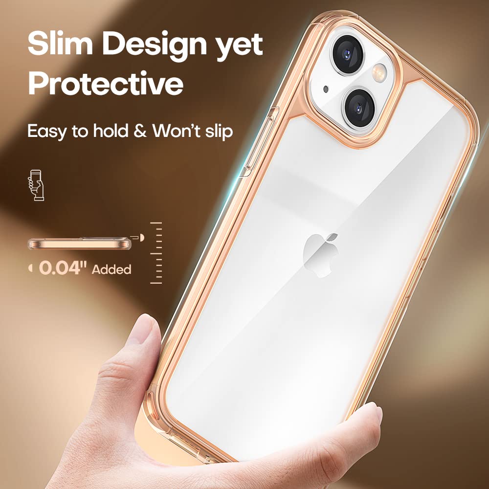 Tauri 5 In 1 For Iphone 13 Case Rose Gold, [Military Grade Drop Protection] Slim Shockproof Phone Lanyard Case 6.1 Inch