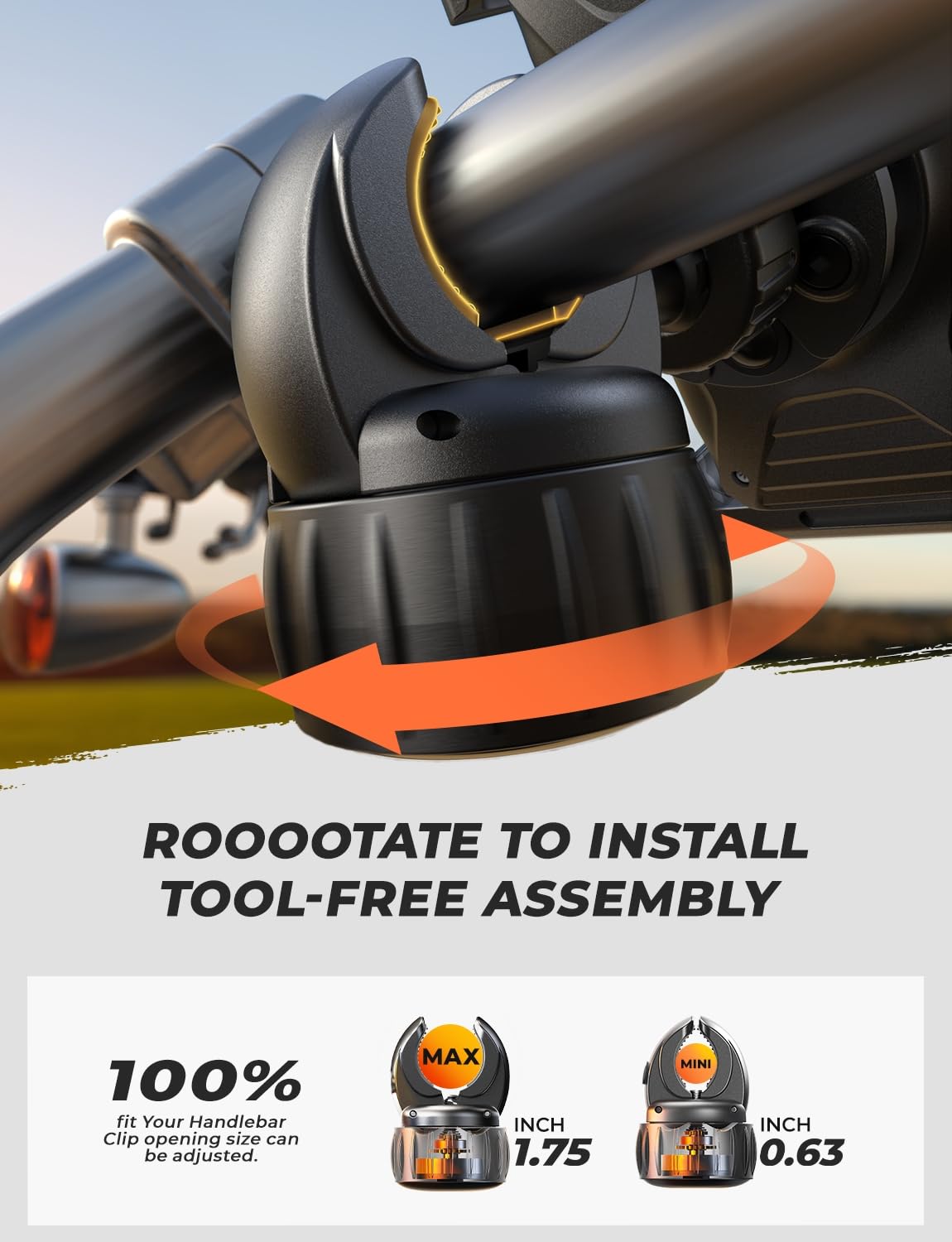 Lisen Motorcycle Phone Mount, [1S Quick Lock] [100Mph Military Anti Shake], Dirt Bike Phone Holder, Harley Davidson Motorcycle P