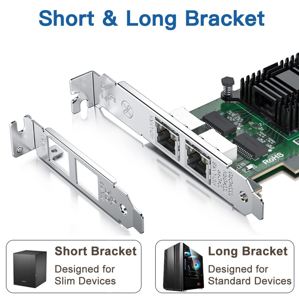 Gigabit Dual Nic With Intel 82571 Chip, 1Gb Network Card Compare To Intel E1G42Et Nic, 2 Rj45 Ports, Pci Express 2.1 X4, Etherne
