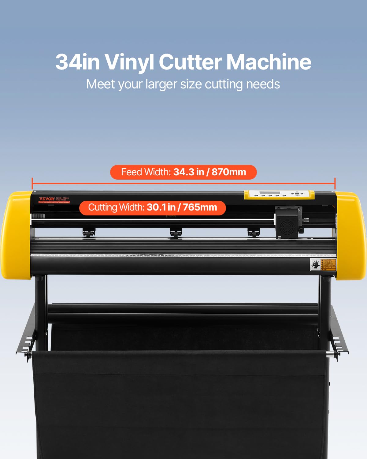 Vevor Vinyl Cutter Machine, 34 In / 870 Mm Max Paper Feed Cutting Plotter, Automatic Camera Contour Cutting Lcd Screen Printer W