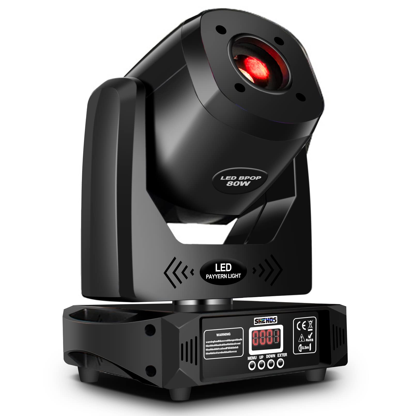 Shehds Moving Head Light Led 80W Spotlights With 8 Colors 8 Gobos Dj Lights 3 Facet Rotatable Prism Electronic Focus Sound Activ