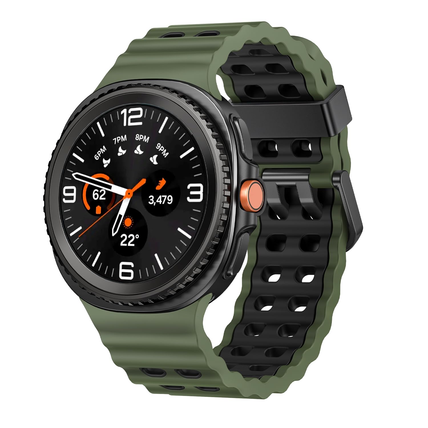 Sodhad Marine Silicone Sport Band Compatible with Samsung Galaxy Watch 8 Classic 46mm Men Women, Soft Silicone Sport Breathable 