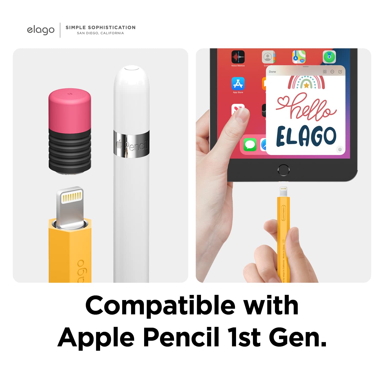 Elago Classic Pencil Case Compatible With Apple Pencil 1St Generation, Perfect Grip, Protective Skin, Silicone Sleeve[Yellow]