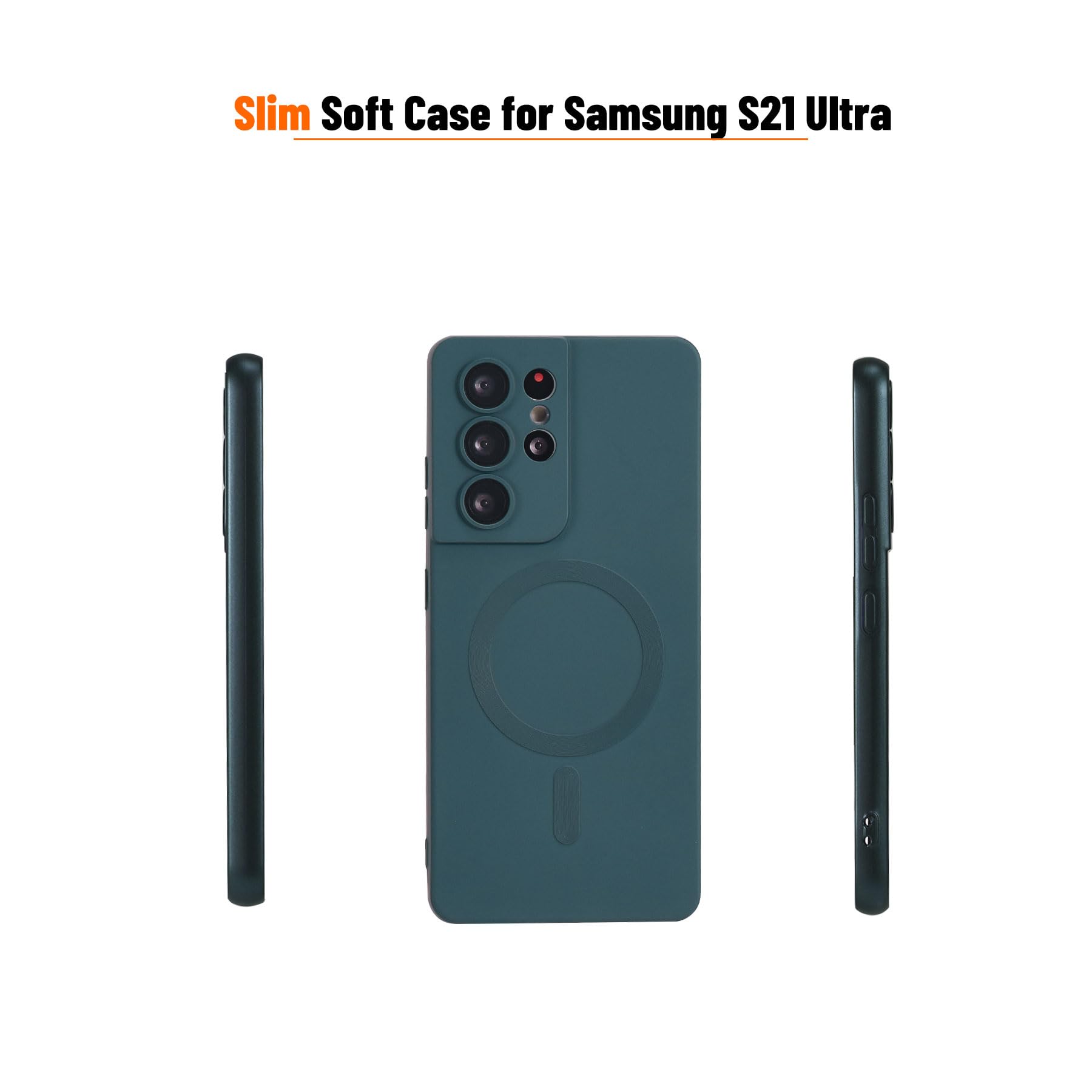 Yetagso Magnetic For Samsung Galaxy S21 Ultra Case,Soft Silicone Samsung Galaxy S21 Ultra Phone Case With Camera Protection,Anti