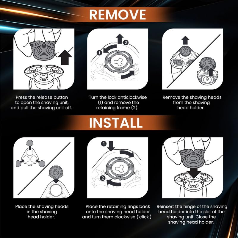 Golden Lotus Creations Replacement Heads, Compatible With Philips Norelco Sh60 Series 6000 Replacement Heads, Sh60 Replacement H