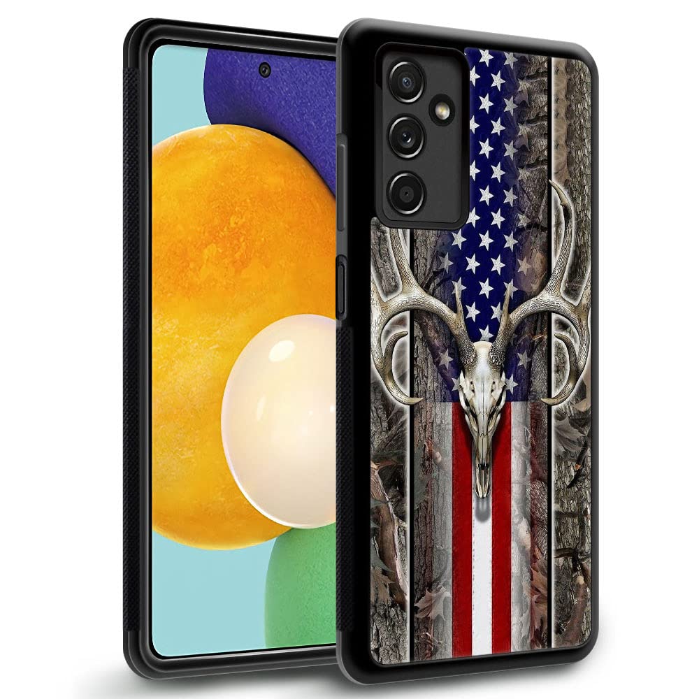 Samsung Galaxy A14 5G Case,American Flag Camo Deer Skull Galaxy A14 5G Cases For Boys Men,Anti Scratch Soft Tpu Pattern Design C