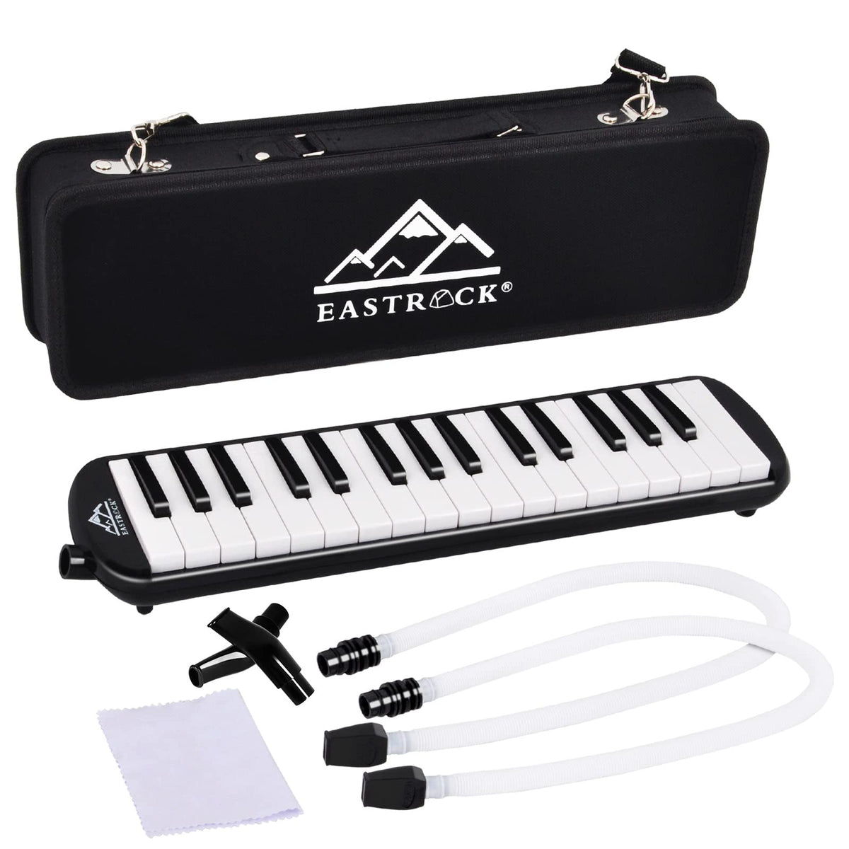 Eastrock 32 Key Melodica Instrument Air Piano Keyboard Soprano Melodica With 2 Mouthpieces Tube Sets, Carrying Bag For Kids Begi