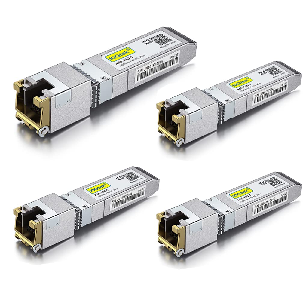 10Gtek 10Gbase T Sfp+ To Rj 45 Transceiver, 10Gbe Sfp+ Copper Ethernet Cat.6A Module, Up To 30 Meter, For Cisco Sfp 10G T S, Mer