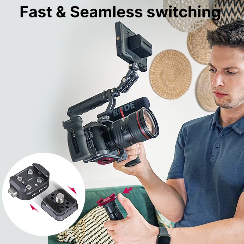 Falcam F22 Basic Quick Release Plate Kit, Camera Mounting Adapter Convert 1/4 Thread To F22 Qr System, 22Mm Aluminum Camera Acce