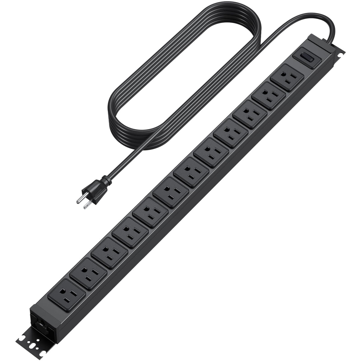 Hhsoet 360 Rotating 12 Outlet Mountable Power Strip, Metal Gaming Table Mounted Outlet Strip, Heavy Duty Wall Mount Surge Protec