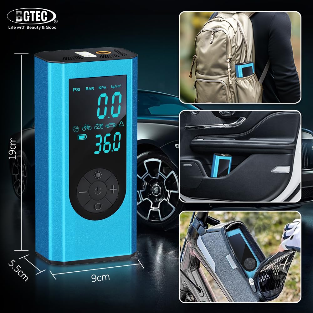 Tire Inflator Portable Air Compressor   20000Mah Cordless Air Pump, 2X Faster 150 Psi Car Tire Digital Pressure Gauge With Led L