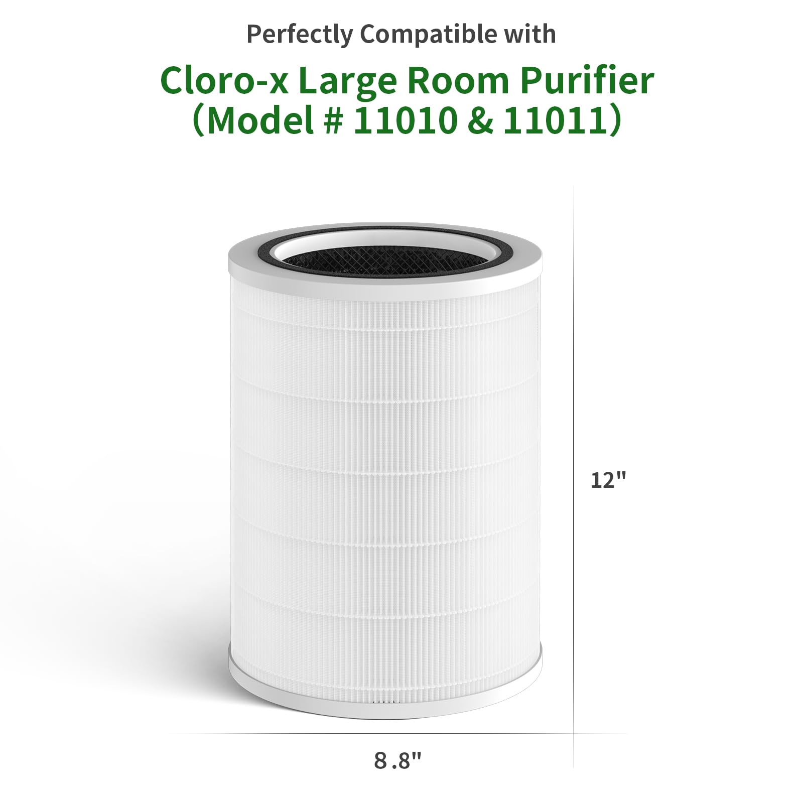 Gokbny 2 Pack Hepa Replacement Filter Compatible With Clorox Large Room Purifier, Model # 11010 & 11011, 1,500 Sq. Ft. Capacity(