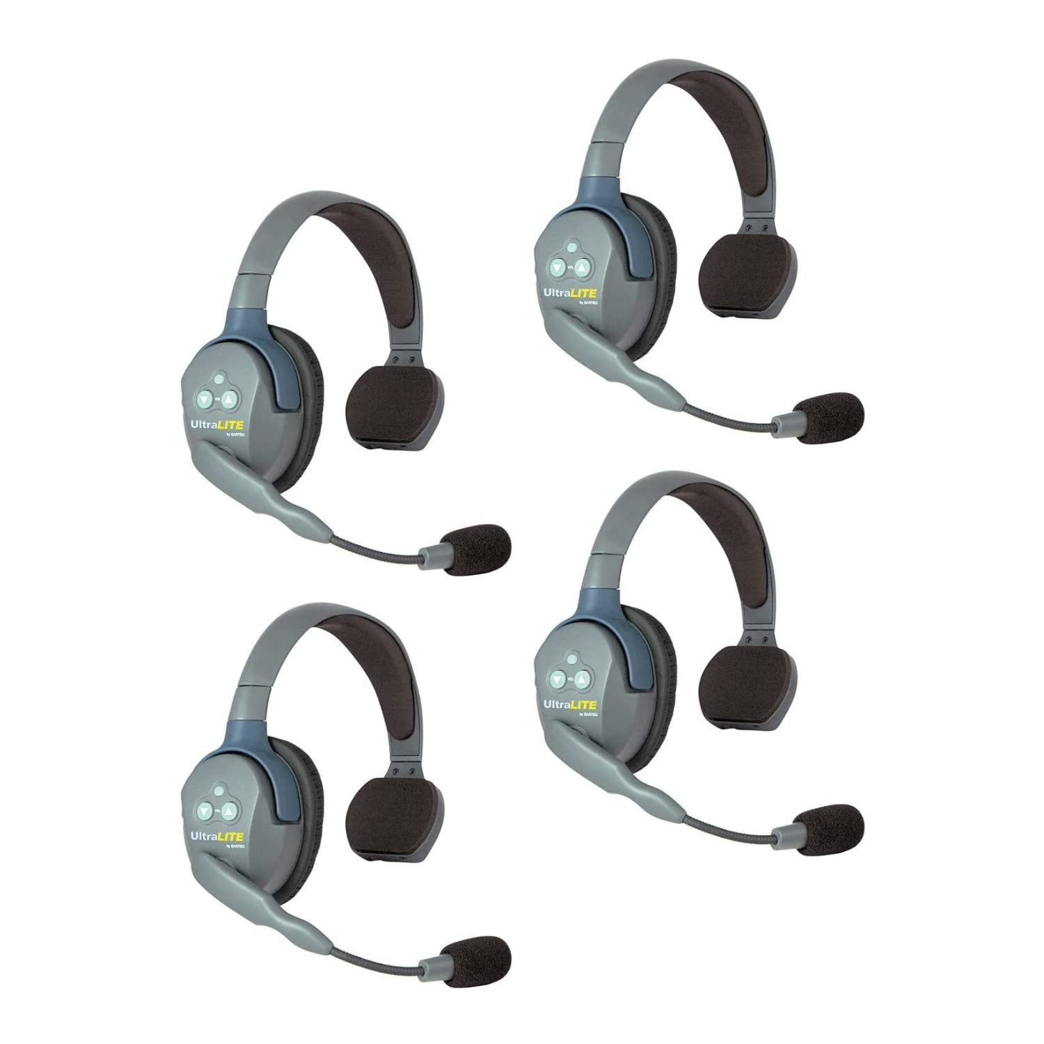 Eartec Ul4S Ultralite Full Duplex Wireless Headset Communication For 4 Users   4 Single Ear Headsets
