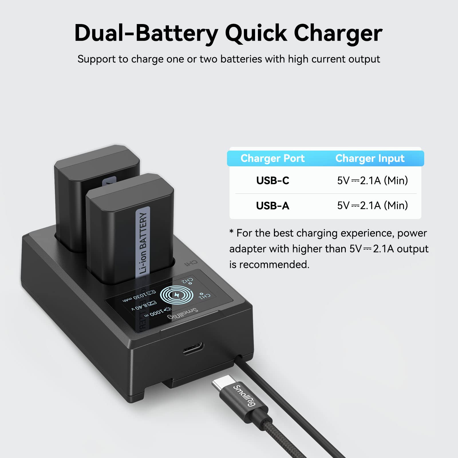 Smallrig Np Fw50 Camera Battery Charger Set For Sony Zv E10, A6400, Double Slot Np Fw50 Battery Charger For Sony Zv E10, A6000,