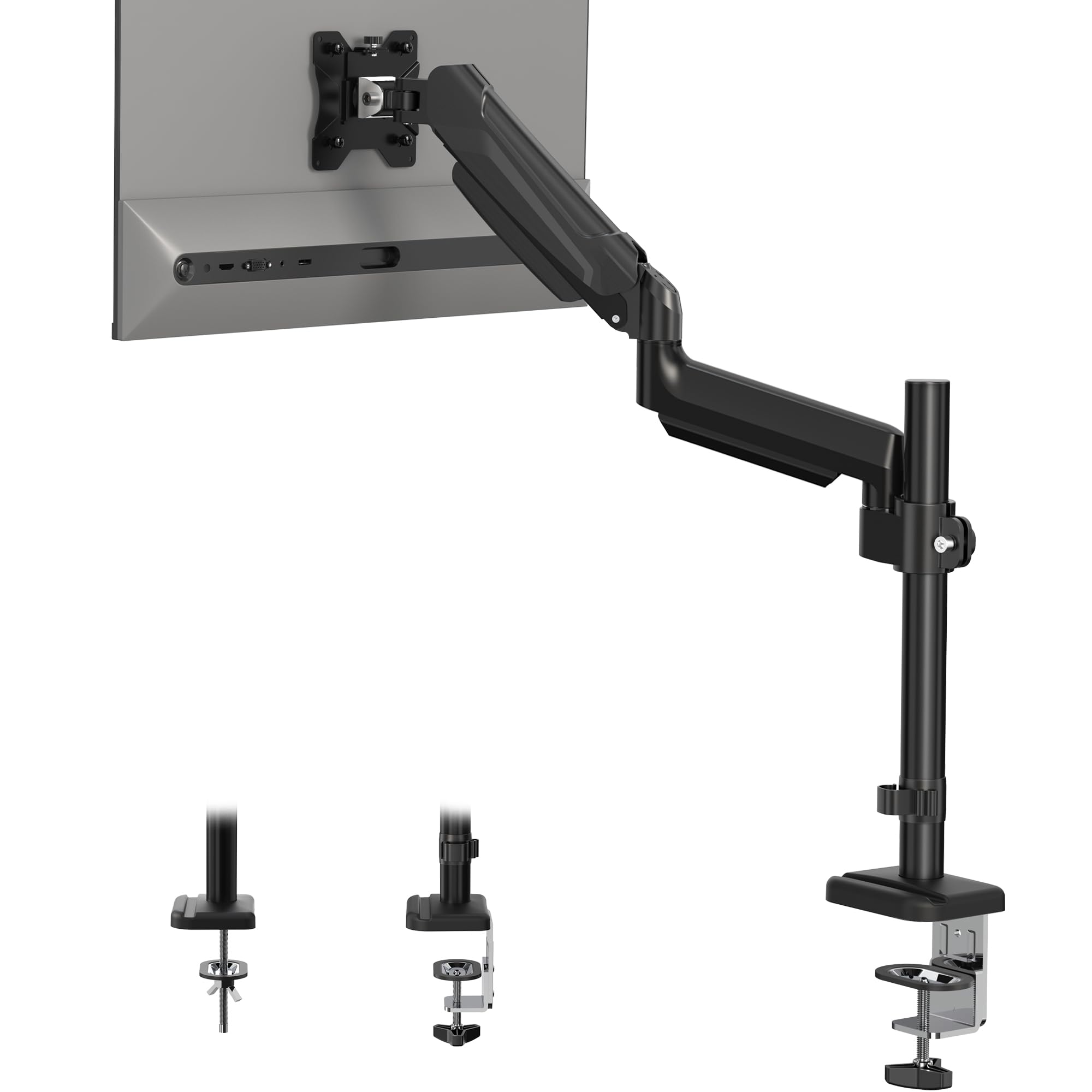 Bontec Single Monitor Desk Mount For 13 To 34 Inch Screens, Tall Monitor Arm Stand, Adjustable Gas Spring Arm With Tilt, Swivel,