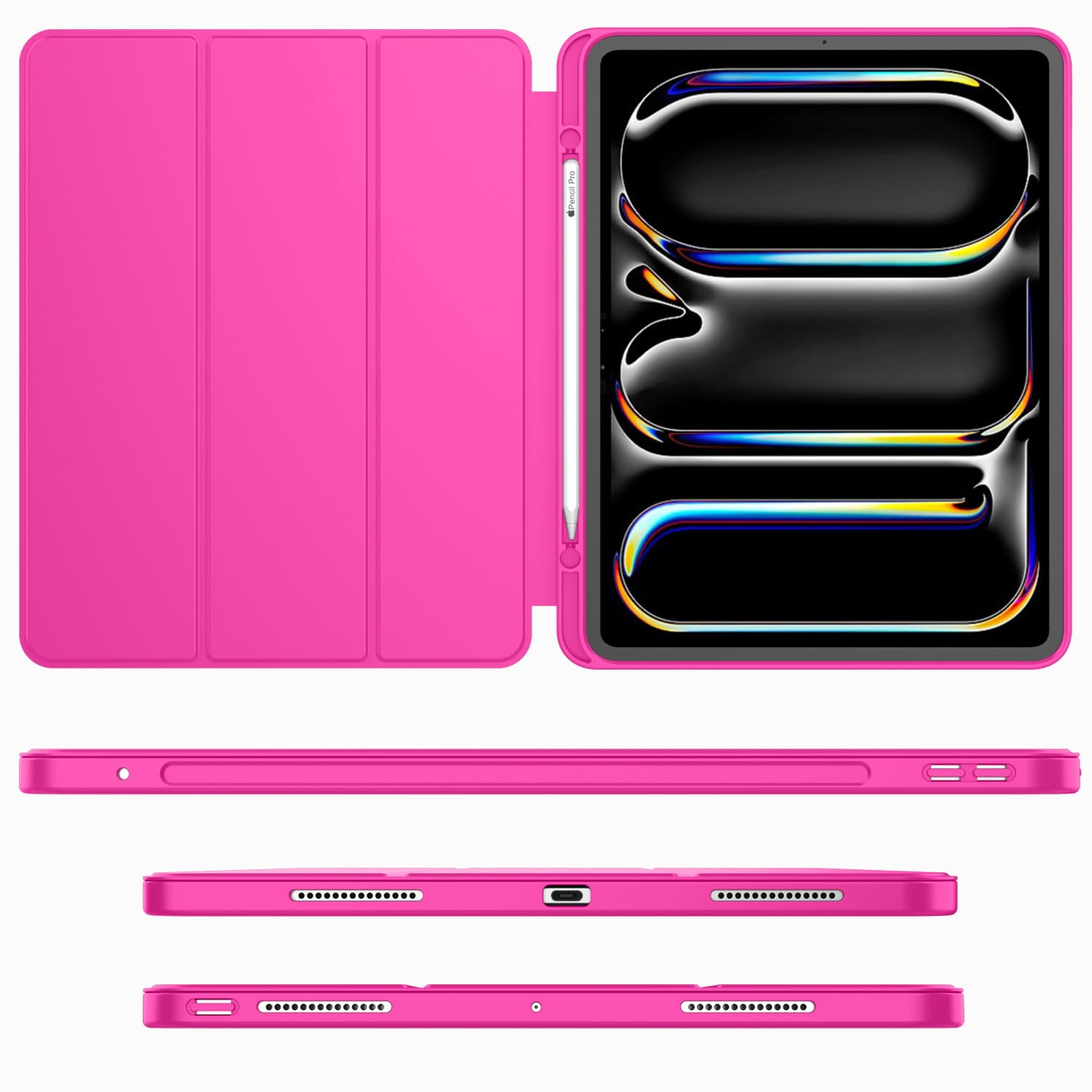 Imieet Ipad Pro 13 Inch Case M4 (2024) With Pencil Holder, [Support Pencil Pro And Pencil (Usb-C)],Trifold Stand Smart Case With