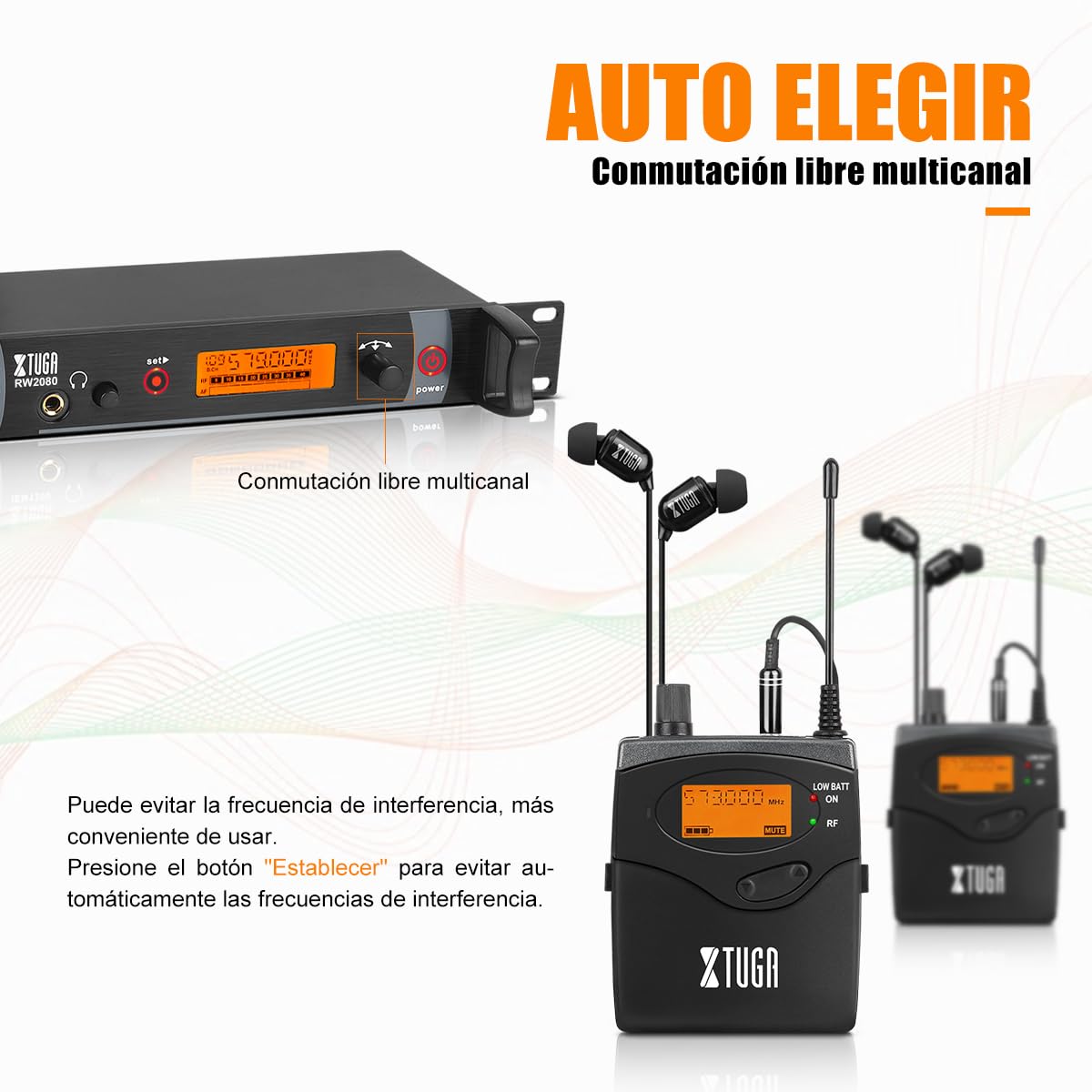 Xtuga Rw2080 Wireless In Ear Monitor System 4 Bodypacks Uhf Iem System, Dual Channel Mono Design Stage Monitors Earphone With 40