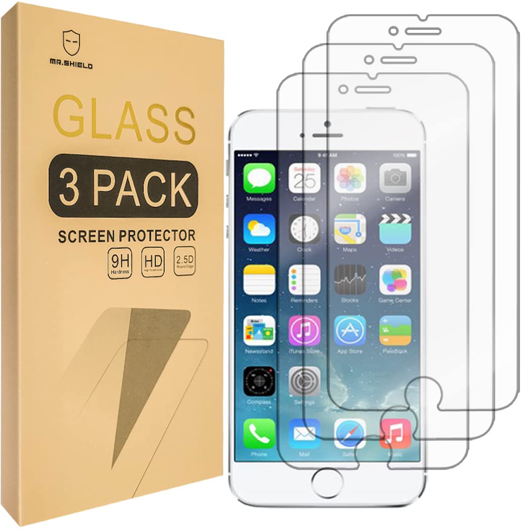 Mr.Shield [3 Pack] Designed For Iphone 6 Plus/Iphone 6S Plus [Tempered Glass] Screen Protector [Japan Glass With 9H Hardness] Wi