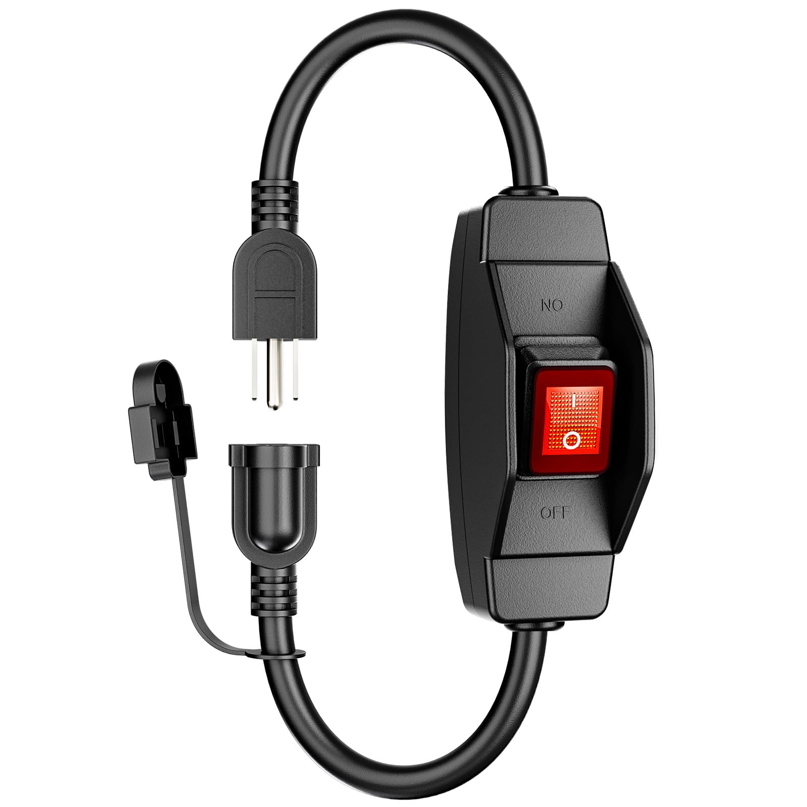 Kasonic 1.5 Ft Extension Cord With Switch, 14/3 Awg Gauge 1875W/15A Grounded Outlets 3 Prong Plugs With Safety Cover, Heavy Duty