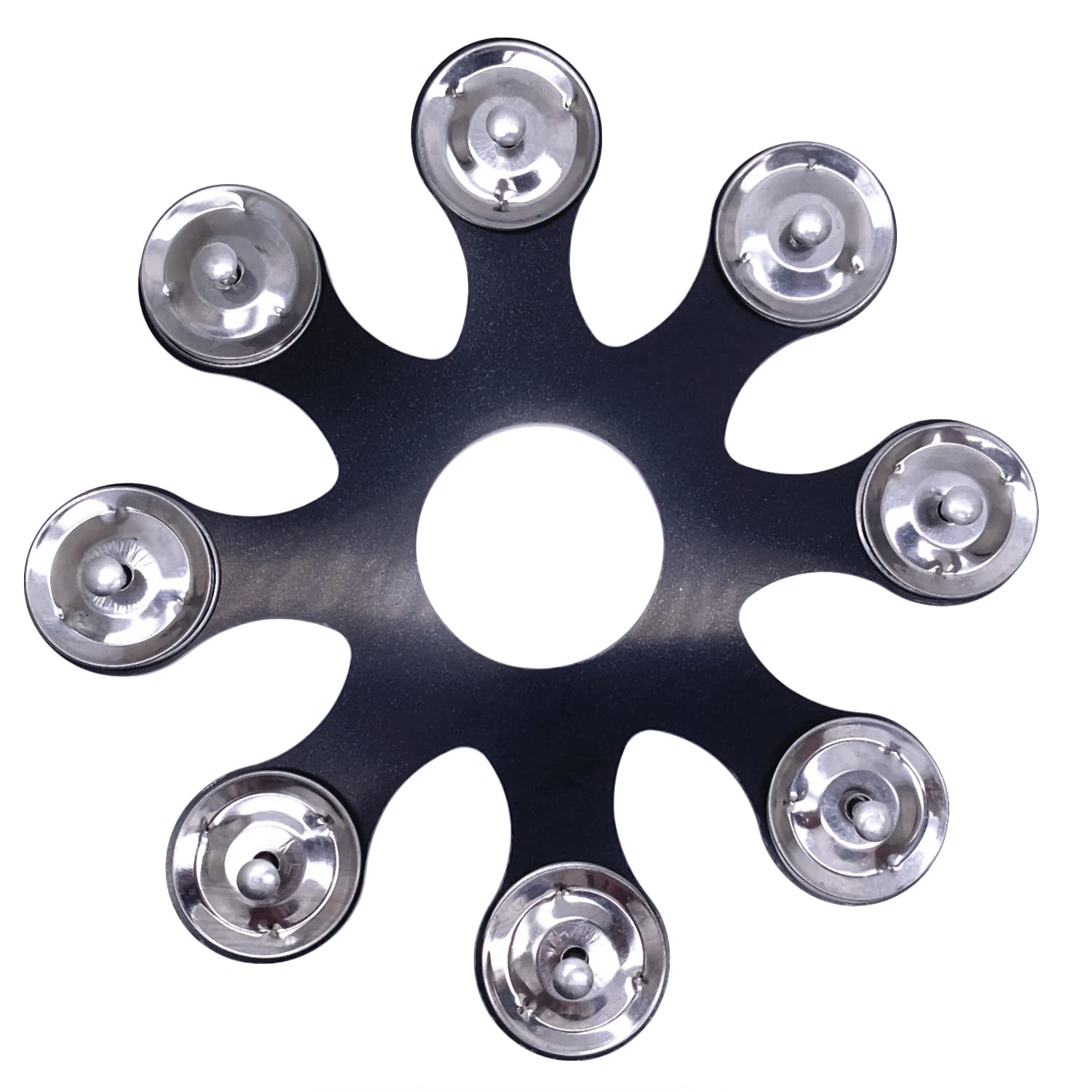 TUOREN Cymbal Ching Ring Tambourine Octopus Hi Hat Tambourine with 8 Steel Jingles for Drum Set Hi Hat, Cymbal Effects 8Inch (Bl