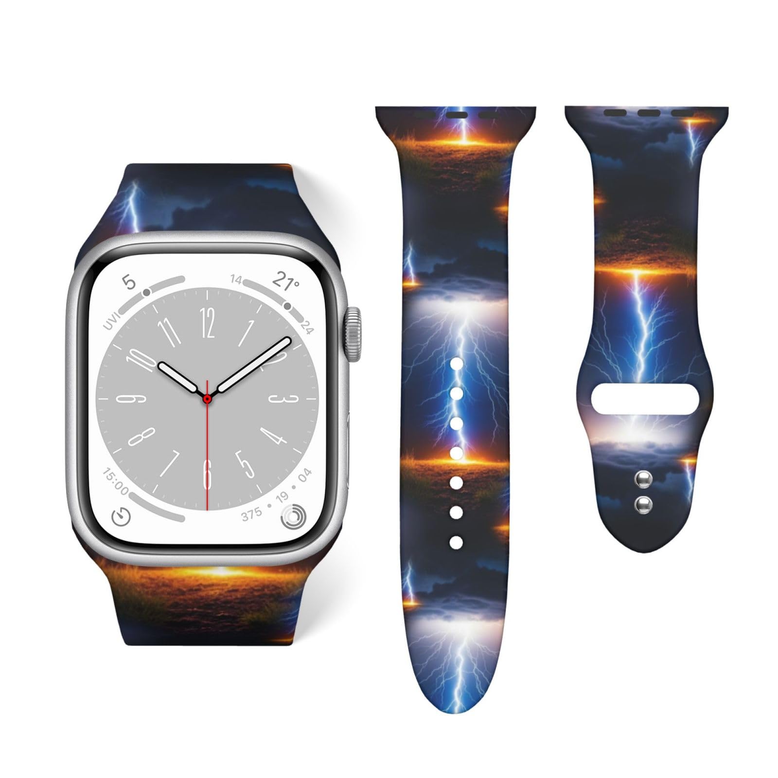 Womens Soft Silicone Replacement Strap Compatible with Apple Watch Band Lightning Art, Comfortable Watch Bands for Series