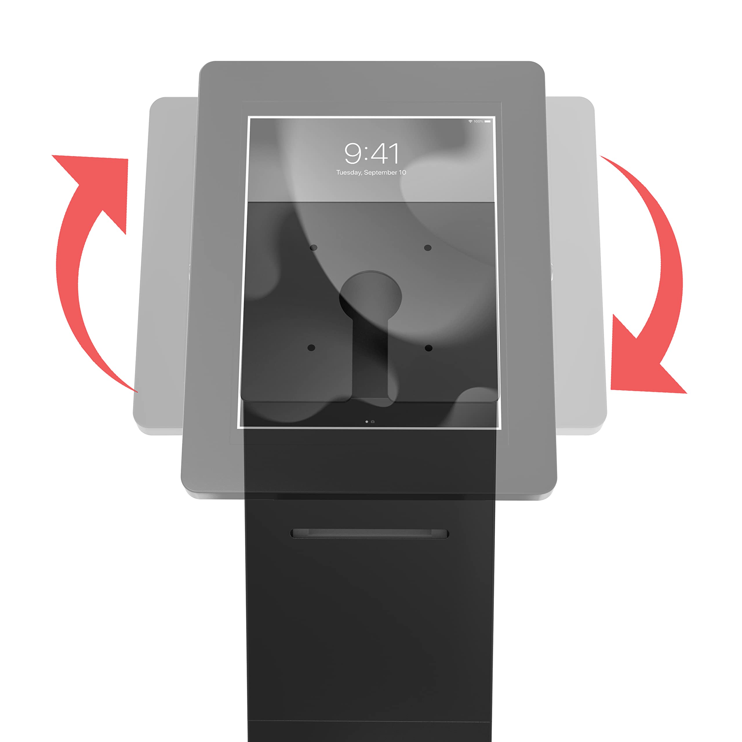 Cta Digital Kiosk With Printer Shelf Vesa Compatible Floor Stand Kiosk With Enclosed Printer Storage & Cable Management For Reta