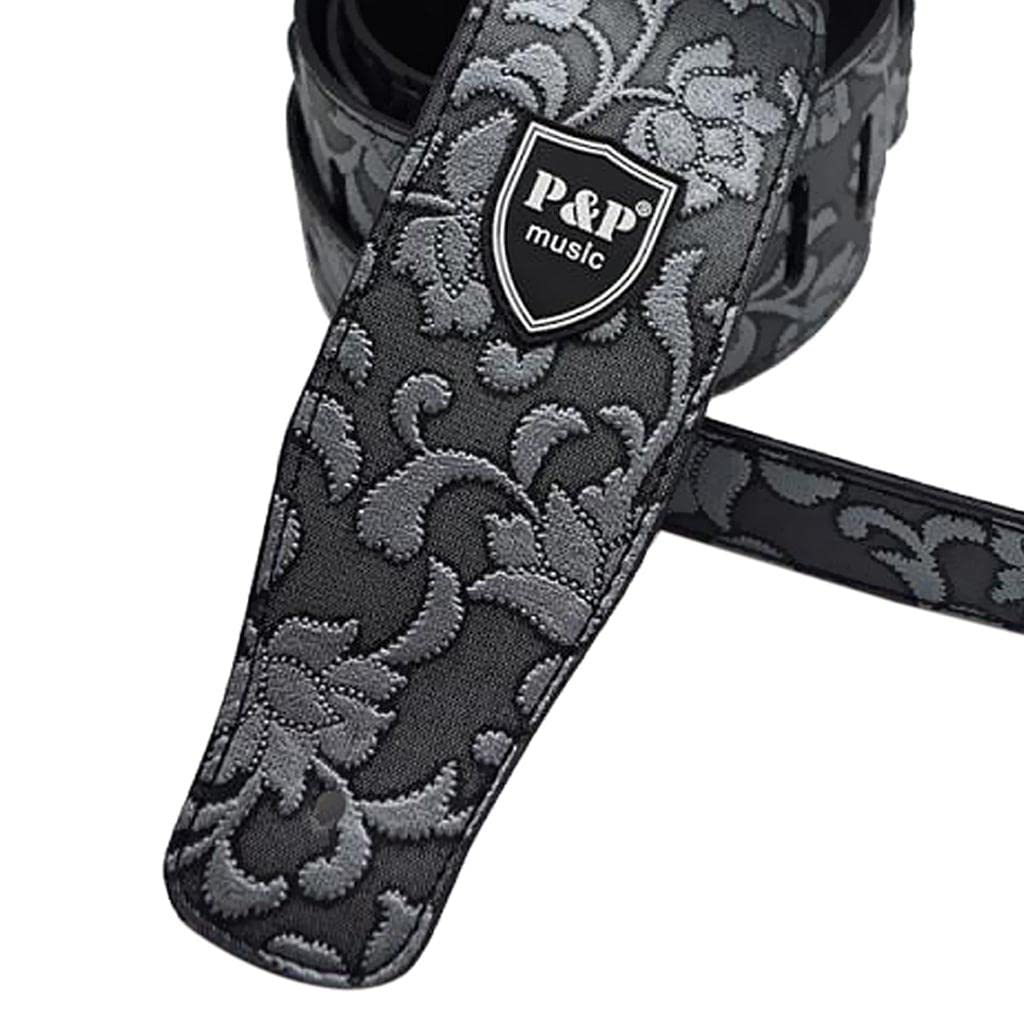 Ubervia Durable PU Leather Strap Belt for Guitar Bass Silver