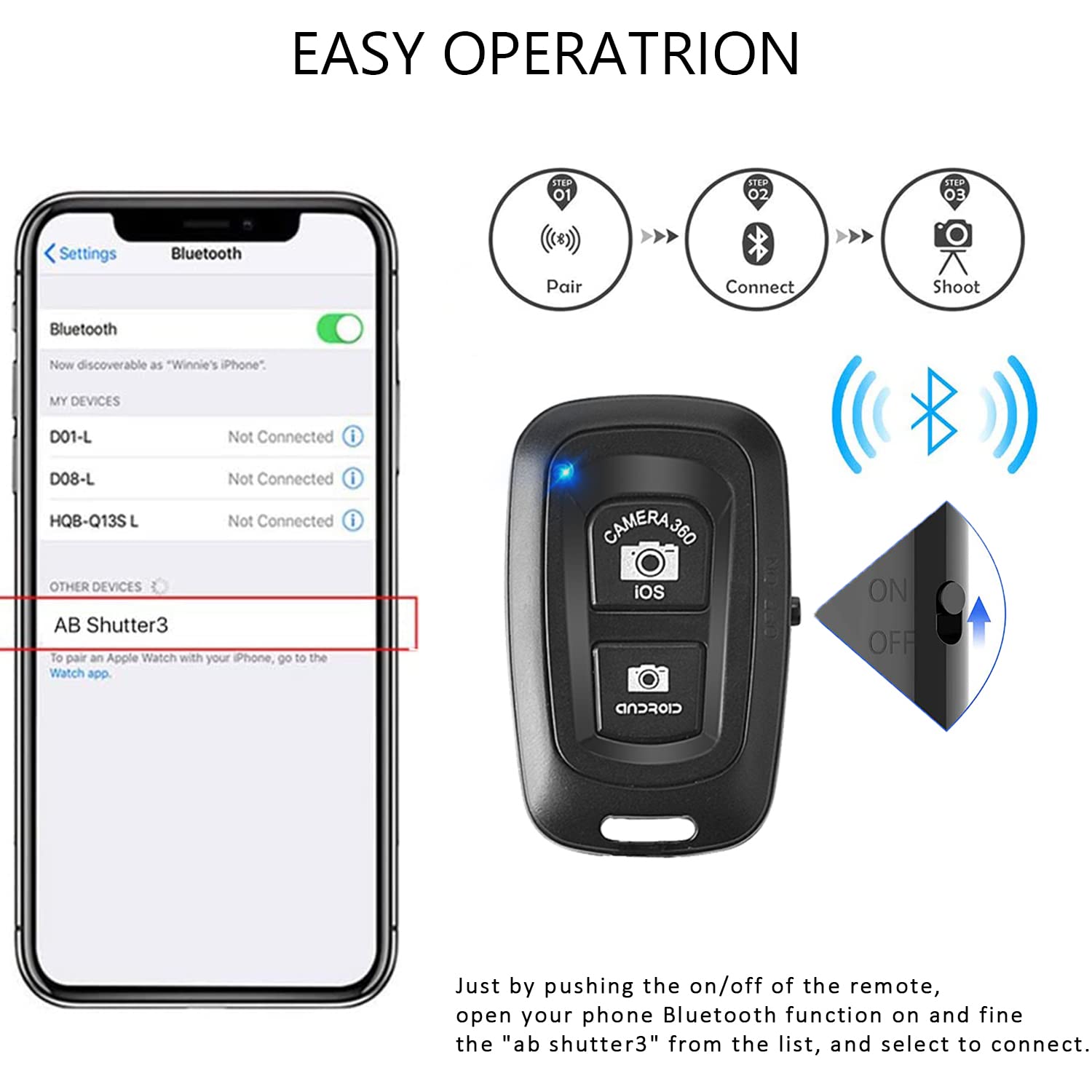 Cellphone Clicker, Camera Remote Control(2 Pack) For Photos & Videos, Wireless Camera Remote Shutter Compatible With Iphone/Andr