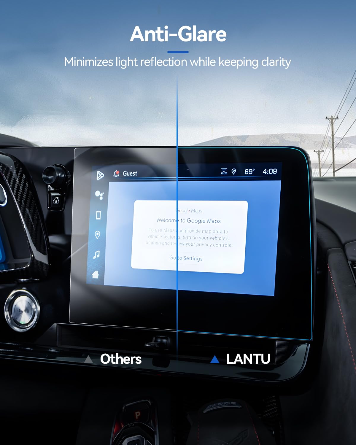 Lantu 2Pcs Car Screen Protector For 2022 2023 2024 Chevrolte Corvette C8 Accessories Navigation Nano Touchscreen Protector Film