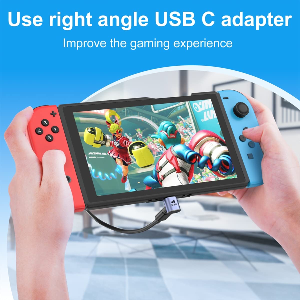 Usb C Angle Adapter 40Gbps [2 Pack] 90 Degree Usb C Type C Angled Usb C Male To Female Adapter, 8K At 60Hz Usb 3.1 Right Angle Extension For Laptop, Tablet, Vr, Camera, Smartphone (Up/Down) Compact