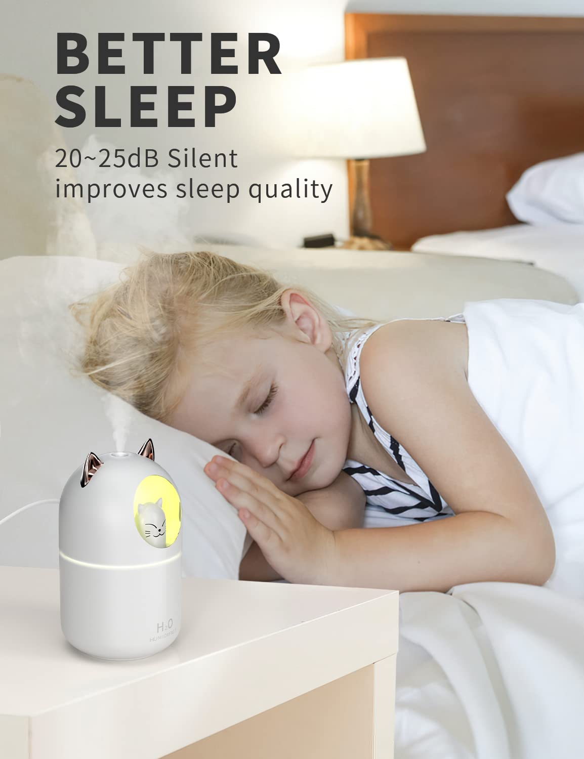 Norhom Norhom Cool Mist Humidifier, 300Ml Humidifiers With Night Light, 20Db Quiet Humidifiers For Bedroom , Waterless Auto Off