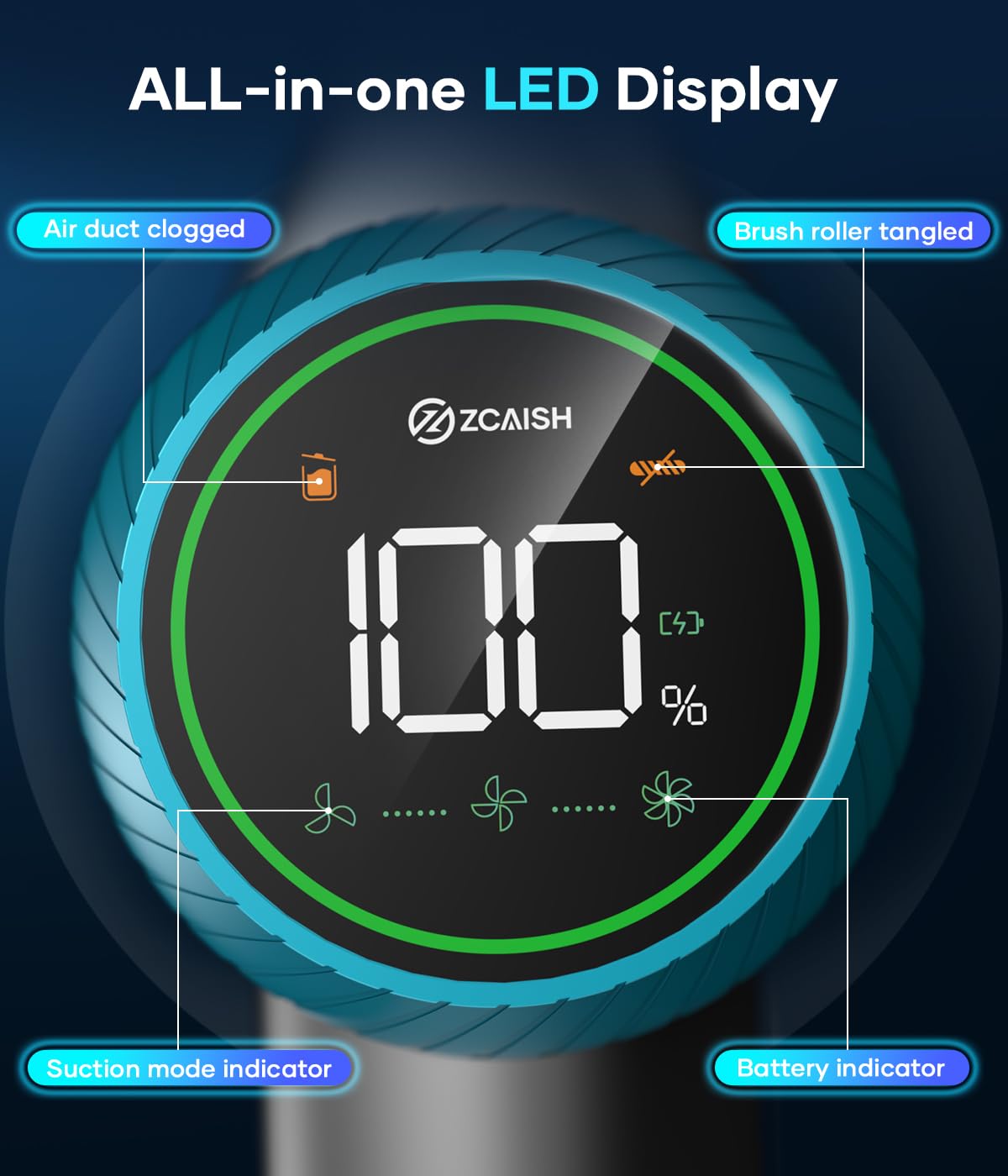 Cordless Vacuum Cleaner, 550W 45Kpa 60 Mins Runtime Vacuum Cleaners For Home With Smart Display, Stick Vacuum With Charging Dock