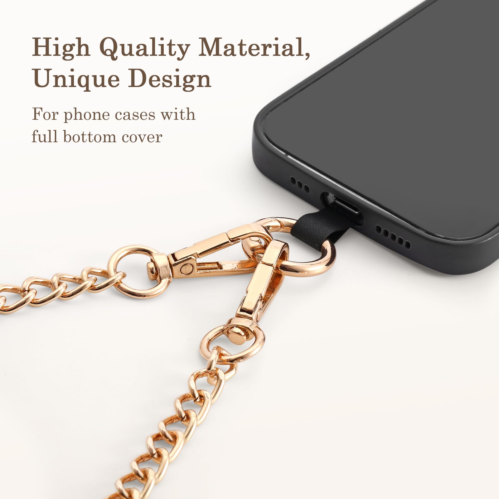 Diaclara Clip And Go Chain Phone Strap With Zipper Pouch  Stylish Crossbody Adjustable Chain Lanyard With Leather Wallet For All