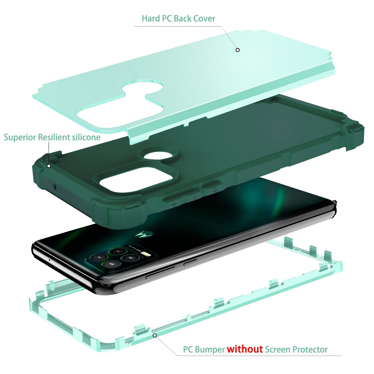 Casewind Case For Moto G Stylus 5G Case,Marble Rose Gold Women Girl 3 In 1 Hard Pc Soft Silicone Rugged Bumper Heavy Duty Hybrid