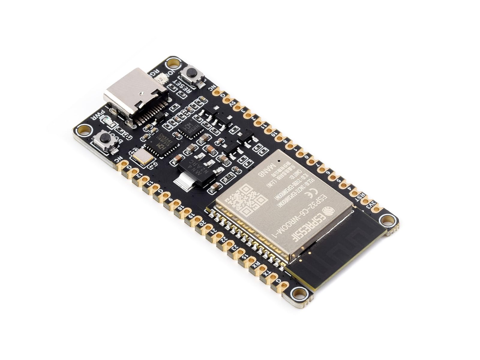 Waveshare Esp32 C6 Microcontroller, Wifi 6 Development Board, 160Mhz Single Core Processor, Esp32 C6 Wroom 1 N8 Module, Supports