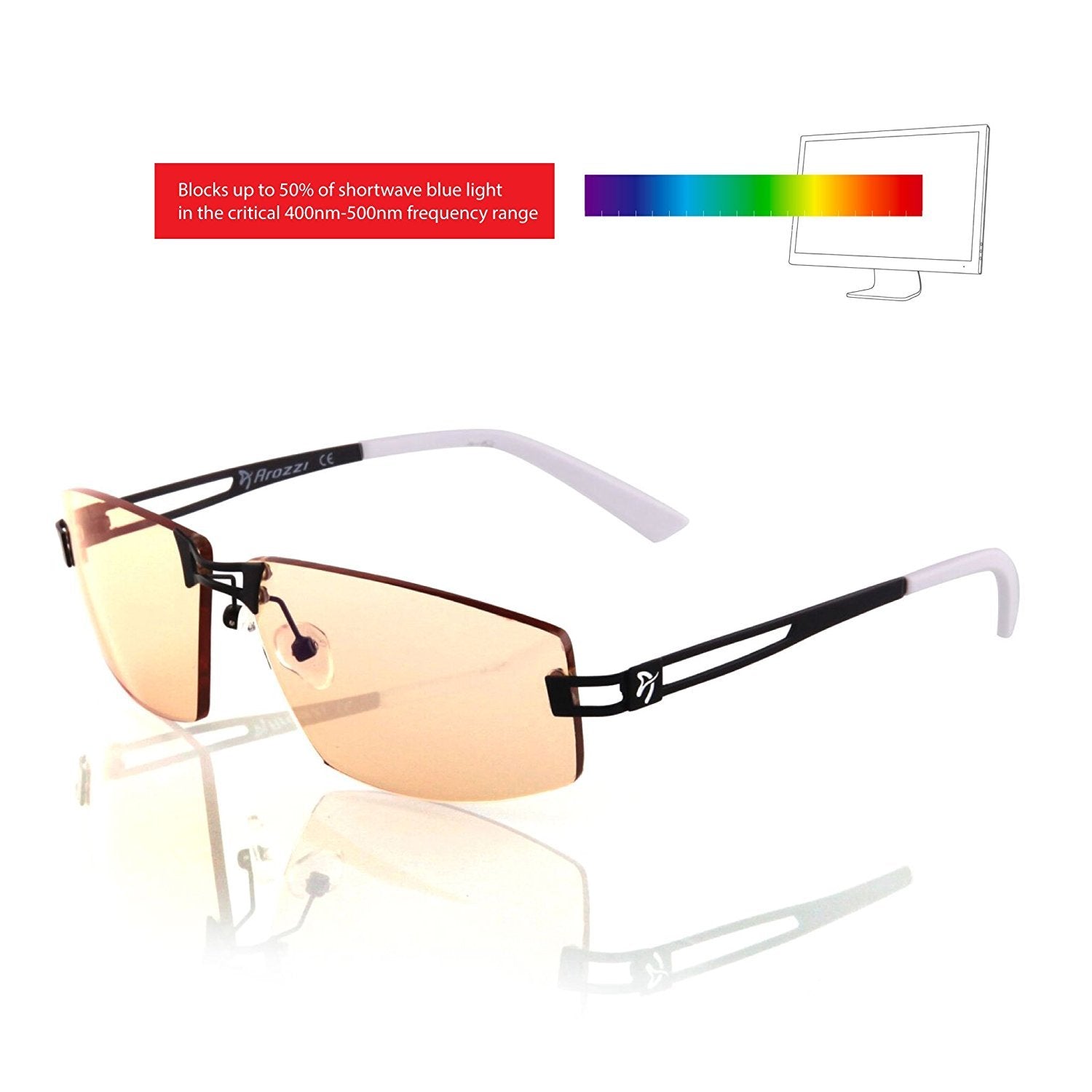 Arozzi Visione Vx-600 Computer Gaming Glasses - Anti-Glare, Uv And Blue Light Protection, Eye Strain Relief, Comfortable Gaming,