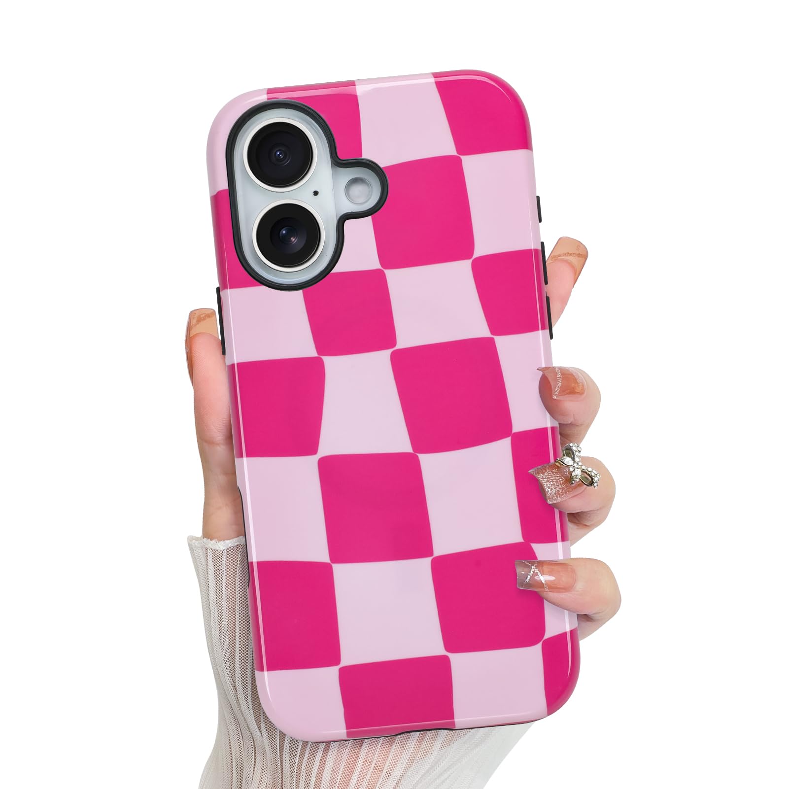 KANGHAR Compatible with iPhone 17 Case 2025, Aesthetic Checkered Cute Pattern, Support for MagSafe Shockproof Cover for Girls Wo