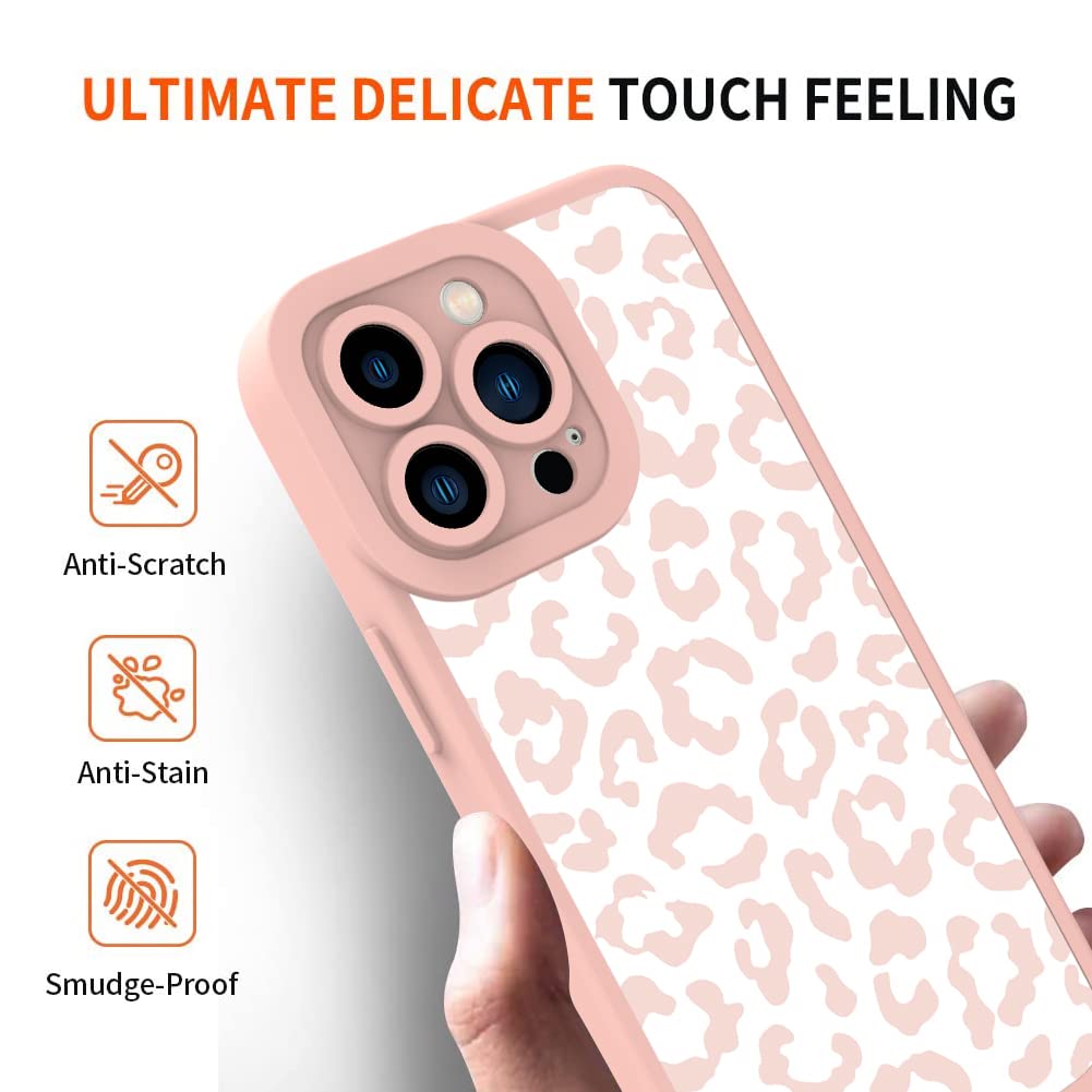 Ziye For Iphone 13 Pro Case Pink Leopard Pattern Phone Case With Camera Protection,Tpu Silicone Rubber Protective Cover Cheetah